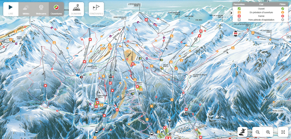 Plan des pistes serre chevalier ouverte